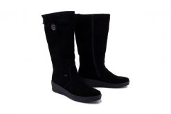 RIEKER TEX Y4470-00 black, kozaki damskie. Czarne kozaki damskie Rieker, na zimę, bez wzorów, ze skóry, bez obcasa, na koturnie, bez zapięcia. Za 449.90 zł.