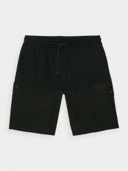 4F Spodenki casual męskie - czarne L. Czarne szorty męskie 4F, bez wzorów, z bawełny, casualowe. W wyprzedaży za 79.99 zł.