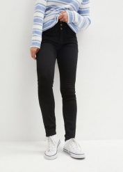 Modelujące dżinsy termiczne o kroju skinny, high waist. Czarne jeansy damskie bonprix, bez wzorów, z jeansu, z podwyższonym stanem. Za 149.99 zł.