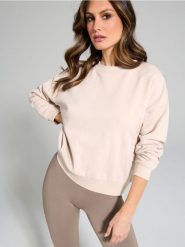 Bluza - kremowy. Białe bluzy damskie Sinsay, l, bez wzorów, bez ramiączek, bez kaptura. Za 29.99 zł.