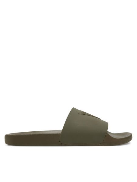 Guess Klapki FMJTOT ELE19 Zielony. Zielone klapki męskie Guess, z aplikacjami, z syntetyku, bez zapięcia. Za 98.99 zł.