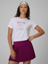 4F T-shirt regular z nadrukiem damski - biały XXL. Białe t-shirty damskie 4F, xxl, bez wzorów, z bawełny, bez kołnierzyka, bez ramiączek. Za 59.99 zł.