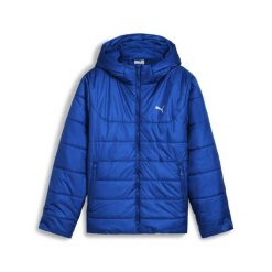 Młodzieżowa kurtka ocieplana Essentials z kapturem PUMA Mountain Blue. Niebieskia kurtki sportowe damskie Puma, m, bez wzorów, bez ramiączek, z kapturem, do biegania. Za 299.00 zł.