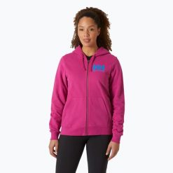 Bluza damska Helly Hansen HH Logo Full Zip Hoodie 2.0. Czerwone bluzy damskie Helly Hansen, bez wzorów, bez ramiączek, bez kaptura. Za 339.99 zł.