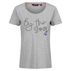 T-Shirt Damski Napisy Melanżowy Filandra VIII. Białe koszulki sportowe damskie Regatta, bez wzorów, bez ramiączek. Za 36.99 zł.