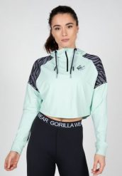 Zion Cropped Bluza z kapturem - Zielony. Zielone bluzy damskie GORILLA WEAR, m, bez wzorów, z elastanu, bez ramiączek, z kapturem. Za 279.00 zł.