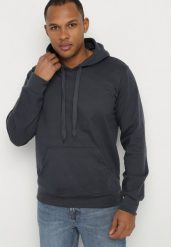 Granatowa Bluza z Bawełną i Kapturem z Kieszenią i Sznurkami Parhiris. Niebieskie bluzy męskie Born2be, m, bez wzorów, z bawełny, z kapturem. Za 54.99 zł.