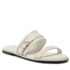 Klapki Calvin Klein. Białe klapki damskie Calvin Klein, bez wzorów, bez obcasa, bez zapięcia. Za 499.99 zł.