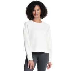 Bluza dresowa sportowa damska Skechluxe Elevate Crewneck. Białe bluzy damskie Skechers, bez wzorów, z dresówki, sportowe, bez ramiączek, bez kaptura. Za 229.99 zł.