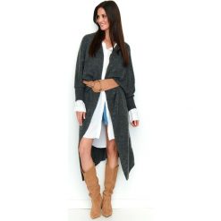 Długi kardigan ns61. Kardigany damskie Nunu, na jesień, bez wzorów, eleganckie, z asymetrycznym kołnierzem. Za 139.00 zł.