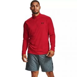 Koszulka męska Under Armour Tech 1/2 Zip 2.0 L. Czerwone bluzy męskie Under Armour, l, bez wzorów, sportowe, bez ramiączek, bez kaptura. Za 124.99 zł.