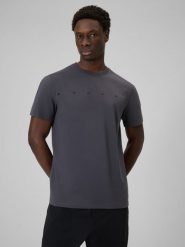 4F T-shirt regular z nadrukiem męski - szary L. Szare t-shirty męskie 4F, l, bez wzorów, z dzianiny, bez kołnierzyka, bez ramiączek. Za 59.99 zł.