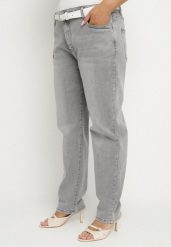 Szare Jeansy o Kroju Mom Fit z Regularnym Stanem Folitia. Szare jeansy damskie Born2be, bez wzorów, z jeansu, eleganckie. Za 99.99 zł.