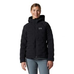 Damska kurtka z kapturem Mountain Hardwear Stretchdown. Czarne kurtki sportowe damskie MOUNTAIN HARDWEAR, na zimę, s, bez wzorów, z materiału, bez ramiączek, z kapturem, trekkingowe. Za 1,465.00 zł.