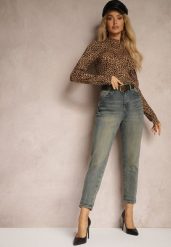 Jasnoniebieskie Bawełniane Jeansy Skinny High Waist Ozdobione Paskiem Ericia. Niebieskie jeansy damskie Renee, bez wzorów, z bawełny, casualowe, z podwyższonym stanem. Za 109.99 zł.