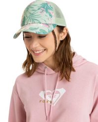 Czapka Trucker dla Kobiety INTO THE SUN Zielony. Zielone czapki damskie Roxy, bez wzorów, z materiału. Za 129.99 zł.