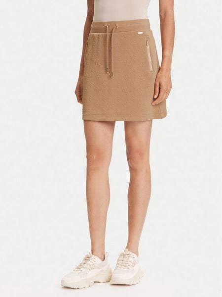 Guess Spódnica mini V5YD03 KBSL2 Brązowy Regular Fit. Brązowe spódnice damskie Guess, xs, z aplikacjami, z syntetyku, mini. Za 189.99 zł.