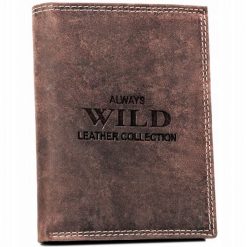 Portfel skórzany Always Wild N4-CHM-BL brązowy. Brązowe portfele męskie Always Wild, bez wzorów, z nubiku. Za 44.99 zł.