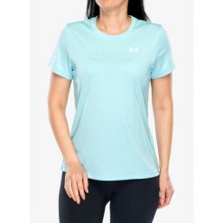 Koszulka treningowa damska Under Armour UA Tech Twist SS. Niebieskie koszulki sportowe damskie Under Armour, bez wzorów, bez ramiączek. Za 95.99 zł.