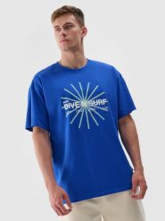 4F T-shirt regular z nadrukiem męski - niebieski XL. Niebieskie t-shirty męskie 4F, m, bez wzorów, z bawełny, bez kołnierzyka, bez ramiączek. Za 49.99 zł.