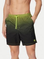 Guess Szorty kąpielowe F6GT19 WN172 Zielony ciemny Regular Fit. Zielone kąpielówki męskie Guess, m, z aplikacjami, z poliamidu. Za 299.99 zł.