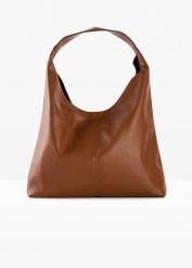 Torba typu shopper o fakturze groszkowanej skóry. Czarne shopperki damskie bonprix, bez wzorów, ze skóry, duże, bez dodatków. Za 134.99 zł.
