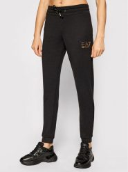 EA7 Emporio Armani Spodnie dresowe 8NTP66 TJ9RZ 1200 Czarny Regular Fit. Czarne spodnie dresowe damskie EA7 Emporio Armani, bez wzorów, z dresówki. Za 299.99 zł.