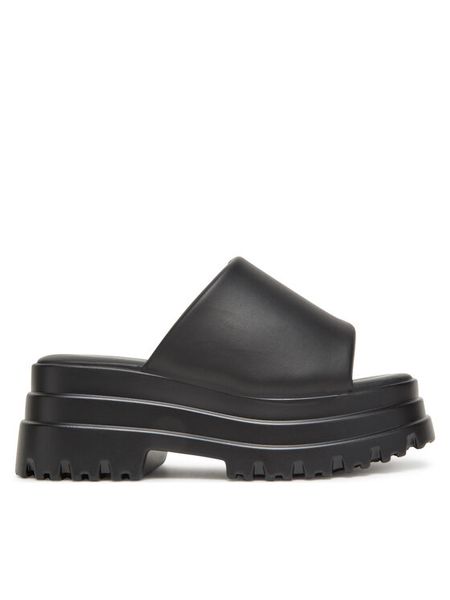 DeeZee Klapki 8602-1A Czarny. Czarne klapki damskie DeeZee, bez wzorów, ze skóry, bez obcasa, bez zapięcia. Za 97.99 zł.