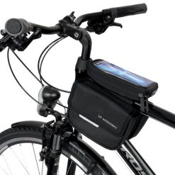 Torba rowerowa, wodoodporne etui na telefon 1,5L czarna. Czarne torby na ramię męskie Wozinsky, z materiału, na ramię. Za 99.60 zł.