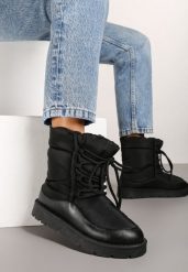 Czarne Śniegowce z Regulowanym Sznurowaniem Vortilda. Czarne śniegowce damskie Born2be, bez zapięcia. Za 79.99 zł.