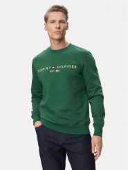 Tommy Hilfiger Bluza Logo MW0MW11596 Zielony ciemny Regular Fit. Zielone bluzy męskie Tommy Hilfiger, m, bez wzorów, z bawełny, bez ramiączek, bez kaptura. Za 449.99 zł.
