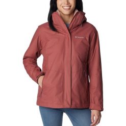 Kurtka turystyczna damska Columbia Bugaboo II I/C Fleece 3w1. Czerwone kurtki sportowe damskie Columbia, l, bez wzorów, bez ramiączek, bez kaptura, trekkingowe. Za 469.99 zł.