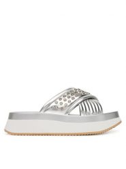 Liu Jo Klapki Dreamy Sandal 05BA5091 EX187 Srebrny. Szare klapki damskie Liu Jo, bez wzorów, ze skóry, bez obcasa, bez zapięcia. Za 379.99 zł.