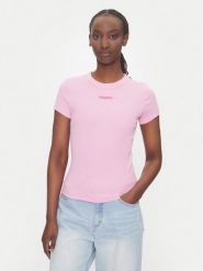 Tommy Jeans T-Shirt Script Label DW0DW21402 Różowy Slim Fit. Czerwone t-shirty damskie Tommy Jeans, l, bez wzorów, z bawełny, bez kołnierzyka, bez ramiączek. Za 109.99 zł.
