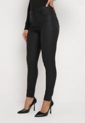 Czarne Spodnie Skinny z Imitacji Skóry Awileda. Czarne spodnie materiałowe damskie Born2be, bez wzorów, z jeansu, biznesowe, z podwyższonym stanem. Za 99.99 zł.