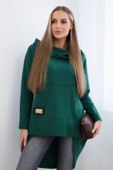 Bluza z długim tyłem i kapturem zielona. Zielone bluzy damskie KESI, l, bez wzorów, z bawełny, bez ramiączek. Za 229.98 zł.