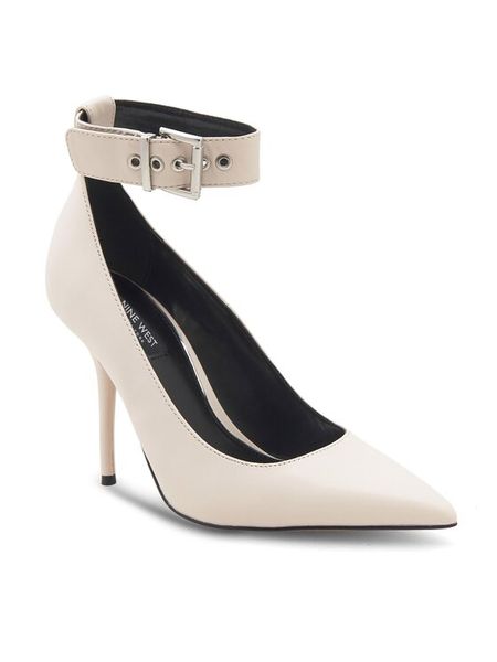 Nine West Szpilki SJ1487-2 Biały. Białe szpilki damskie Nine West, bez wzorów, ze skóry, bez obcasa, na szpilce, bez zapięcia. Za 109.99 zł.