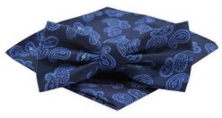Męska Mucha z Poszetką Alties - Granatowa, Paisley. Niebieskie krawaty i muchy Alties, bez wzorów, eleganckie. Za 54.00 zł.