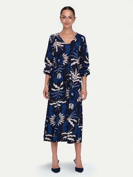 JDY Sukienka codzienna Anna 15349065 Granatowy Loose Fit. Niebieskie sukienki damskie JDY, na co dzień, xl, bez wzorów, z bawełny, bez kołnierzyka, bez ramiączek, proste. Za 129.99 zł.