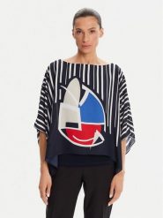 Joseph Ribkoff Bluzka 251180 Granatowy Relaxed Fit. Niebieskie bluzki damskie Joseph Ribkoff, bez wzorów, z syntetyku, bez kołnierzyka, bez ramiączek. Za 609.99 zł.