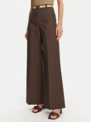 TWINSET Spodnie palazzo 251TT2105 Brązowy Wide Leg. Brązowe spodnie materiałowe damskie Twinset, bez wzorów, z bawełny. Za 668.19 zł.