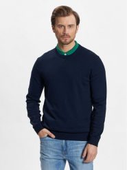 United Colors Of Benetton Sweter 1098U1I76 Granatowy Regular Fit. Niebieskie swetry męskie United Colors Of Benetton, m, bez wzorów, z bawełny, bez kołnierzyka, bez ramiączek. Za 129.99 zł.