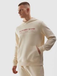 4F Bluza dresowa nierozpinana z kapturem męska - beżowa 3XL. Brązowe bluzy męskie 4F, l, bez wzorów, z bawełny, sportowe, bez ramiączek, z kapturem. W wyprzedaży za 59.99 zł.