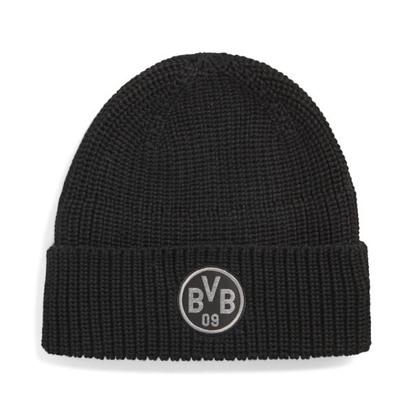 Czapka Borussia Dortmund Esserntials PUMA. Czarne czapki damskie Puma, bez wzorów, z dzianiny. Za 109.00 zł.