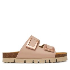 Klapki Dr. Brinkmann. Czerwone klapki damskie Dr. Brinkmann, bez wzorów, bez obcasa, bez zapięcia. Za 239.99 zł.