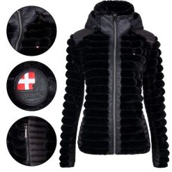 Kurtka damska zimowa AULP NOTIL z kapturem. Czarne kurtki sportowe damskie Aulp, na zimę, bez wzorów, bez ramiączek, z kapturem, trekkingowe. Za 539.99 zł.