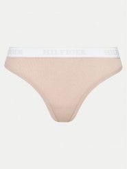 Tommy Hilfiger Stringi UW0UW05539 Beżowy. Brązowe majtki damskie Tommy Hilfiger, z syntetyku. Za 49.99 zł.