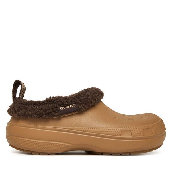 Klapki Crocs. Brązowe klapki damskie Crocs, bez wzorów, bez obcasa, bez zapięcia. Za 309.99 zł.