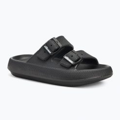 Klapki damskie Ellesse Karly. Czarne klapki damskie Ellesse, na lato, bez wzorów, z materiału, klasyczne, bez obcasa, bez zapięcia. Za 52.99 zł.