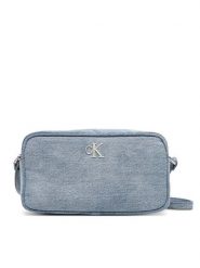 Calvin Klein Torebka Denim Ew Double Zip Camera Bag LV04F3226G Błękitny. Niebieskie listonoszki damskie Calvin Klein, bez wzorów, z denimu, bez dodatków. Za 329.99 zł.